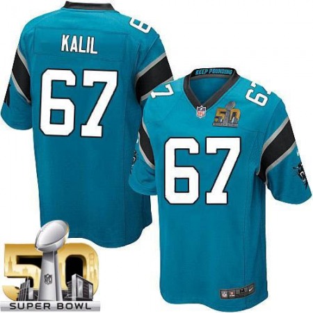 Panthers #67 Ryan Kalil Blue Alternate Super Bowl 50 Youth Stitched NFL Elite Jersey