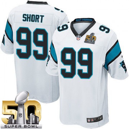 Panthers #99 Kawann Short White Super Bowl 50 Youth Stitched NFL Elite Jersey