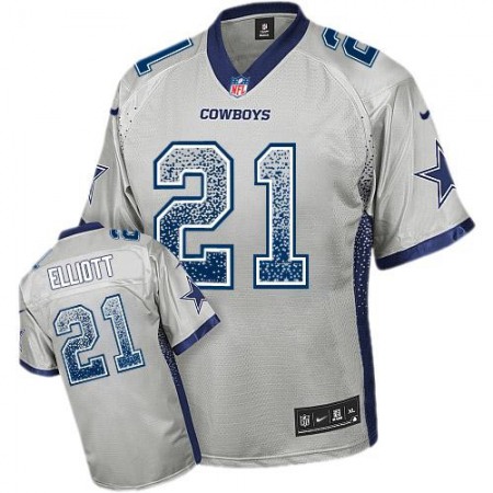 Cowboys #21 Ezekiel Elliott Grey Youth Stitched NFL Elite Drift Fashion Jersey