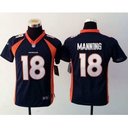 Broncos #18 Peyton Manning Blue Alternate Youth Stitched NFL Elite Jersey