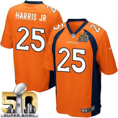 Broncos #25 Chris Harris Jr Orange Team Color Super Bowl 50 Youth Stitched NFL New Elite Jersey