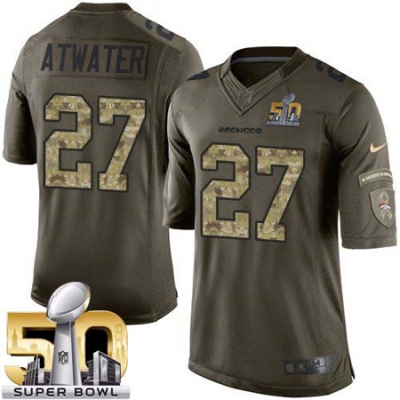Broncos #27 Steve Atwater Green Super Bowl 50 Youth Stitched NFL Limited Salute to Service Jersey