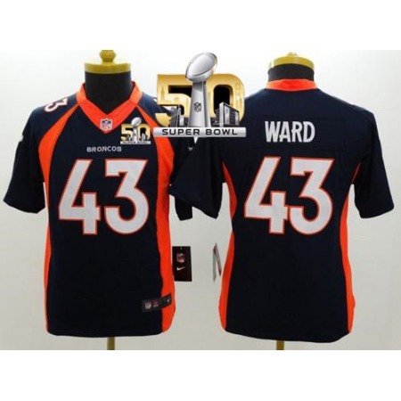 Broncos #43 T.J. Ward Blue Alternate Super Bowl 50 Youth Stitched NFL New Limited Jersey