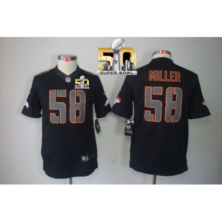 Broncos #58 Von Miller Black Impact Super Bowl 50 Youth Stitched NFL Limited Jersey