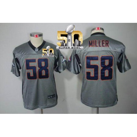 Broncos #58 Von Miller Grey Shadow Super Bowl 50 Youth Stitched NFL Elite Jersey