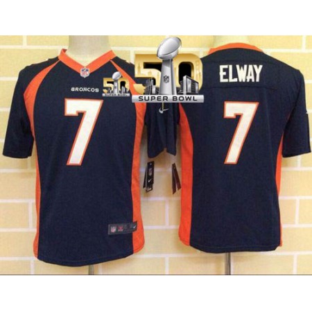 Broncos #7 John Elway Blue Alternate Super Bowl 50 Youth Stitched NFL New Elite Jersey