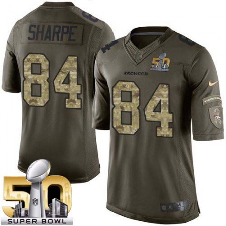 Broncos #84 Shannon Sharpe Green Super Bowl 50 Youth Stitched NFL Limited Salute to Service Jersey
