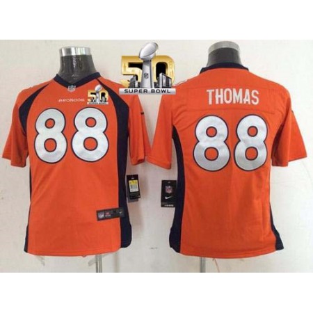 Broncos #88 Demaryius Thomas Orange Team Color Super Bowl 50 Youth Stitched NFL New Elite Jersey