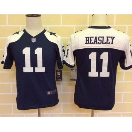 Cowboys #11 Cole Beasley Navy Blue Thanksgiving Youth Throwback Stitched NFL Elite Jersey