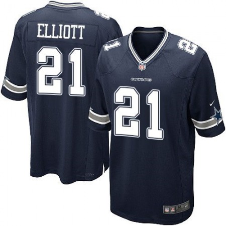 Cowboys #21 Ezekiel Elliott Navy Blue Team Color Youth Stitched NFL Elite Jersey