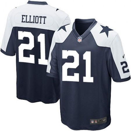 Cowboys #21 Ezekiel Elliott Navy Blue Thanksgiving Youth Stitched NFL Throwback Elite Jersey