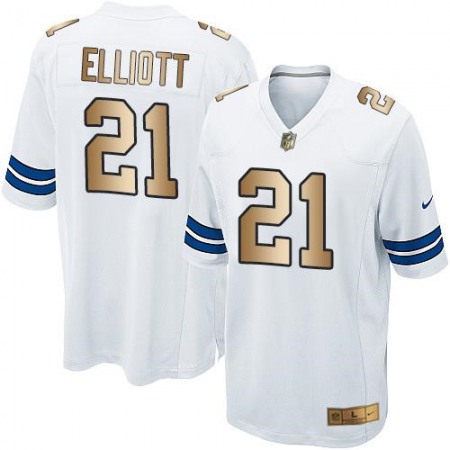 Cowboys #21 Ezekiel Elliott White Youth Stitched NFL Elite Gold Jersey