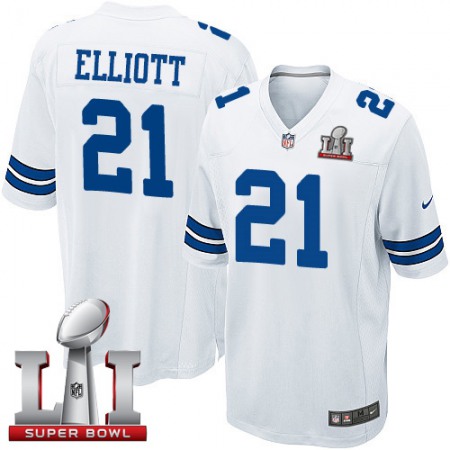 Cowboys #21 Ezekiel Elliott White Youth Stitched NFL Super Bowl LI 51 Elite Jersey