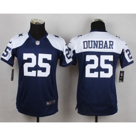 Cowboys #25 Lance Dunbar Navy Blue Thanksgiving Youth Throwback Stitched NFL Elite Jersey