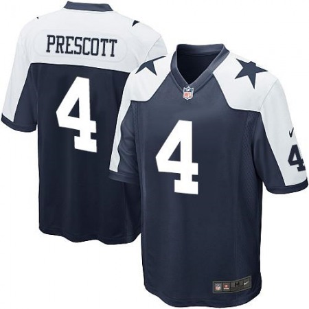 Cowboys #4 Dak Prescott Navy Blue Thanksgiving Throwback Youth Stitched NFL Elite Jersey
