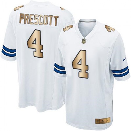 Cowboys #4 Dak Prescott White Youth Stitched NFL Elite Gold Jersey
