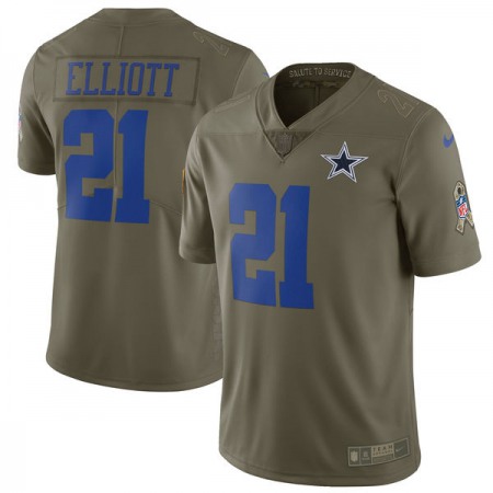 Youth Dallas Cowboys #21 Ezekiel Elliott Olive Salute to Service Limited Stitched NFL Jersey