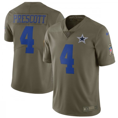 Youth Dallas Cowboys #4 Dak Prescott Olive Salute to Service Limited Stitched NFL Jersey