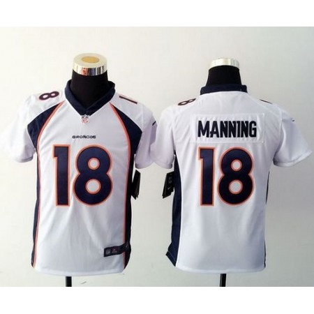 Broncos #18 Peyton Manning White Youth Stitched NFL Elite Jersey