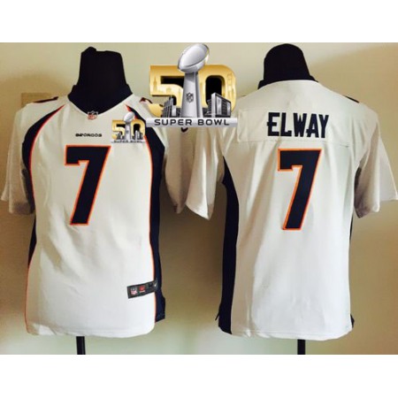 Broncos #7 John Elway White Super Bowl 50 Youth Stitched NFL New Elite Jersey