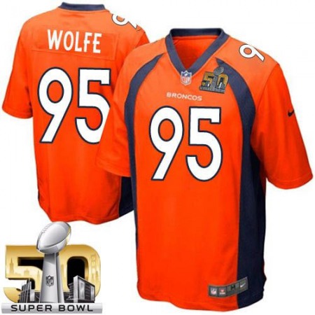 Broncos #95 Derek Wolfe Orange Team Color Super Bowl 50 Youth Stitched NFL New Elite Jersey