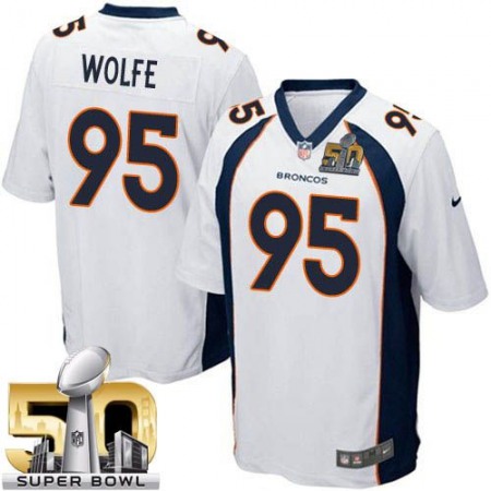 Broncos #95 Derek Wolfe White Super Bowl 50 Youth Stitched NFL New Elite Jersey