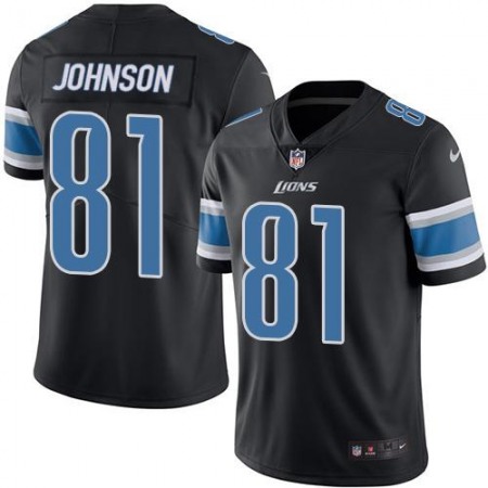 Lions #81 Calvin Johnson Black Youth Stitched NFL Limited Rush Jersey