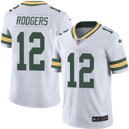 Packers #12 Aaron Rodgers White Youth Stitched NFL Limited Rush Jersey