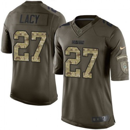 Packers #27 Eddie Lacy Green Youth Stitched NFL Limited Salute to Service Jersey