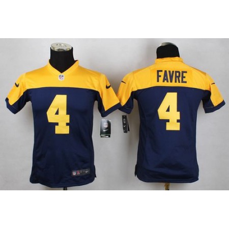 Packers #4 Brett Favre Navy Blue Alternate Youth Stitched NFL New Elite Jersey
