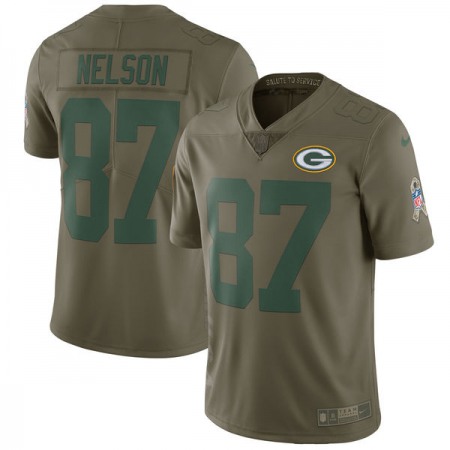 Youth Green Bay Packers #87 Jordy Nelson Olive Salute To Service Limited Stitched NFL Jersey