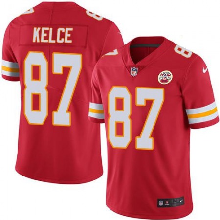 Chiefs #87 Travis Kelce Red Youth Stitched NFL Limited Rush Jersey