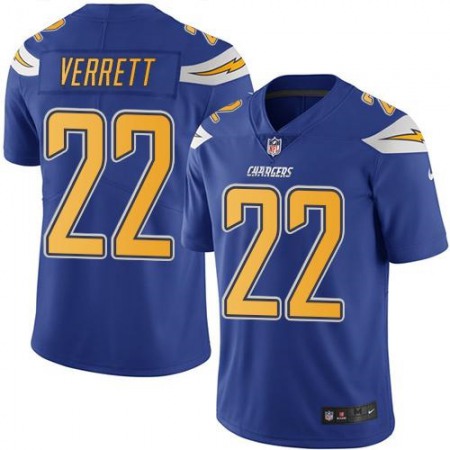 Chargers #22 Jason Verrett Electric Blue Youth Stitched NFL Limited Rush Jersey