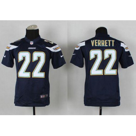 Chargers #22 Jason Verrett Navy Blue Team Color Youth Stitched NFL New Elite Jersey