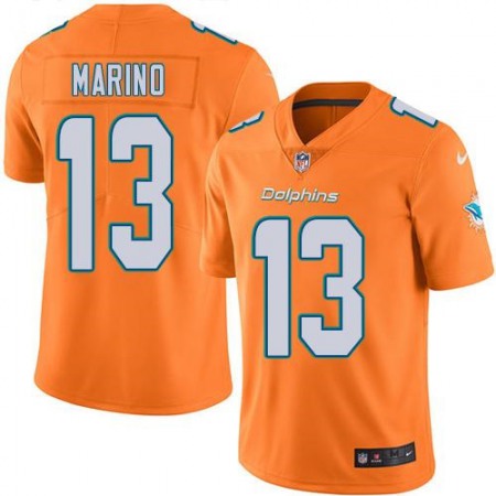 Dolphins #13 Dan Marino Orange Youth Stitched NFL Limited Rush Jersey
