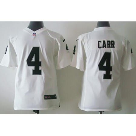 Raiders #4 Derek Carr White Youth Stitched NFL Elite Jersey