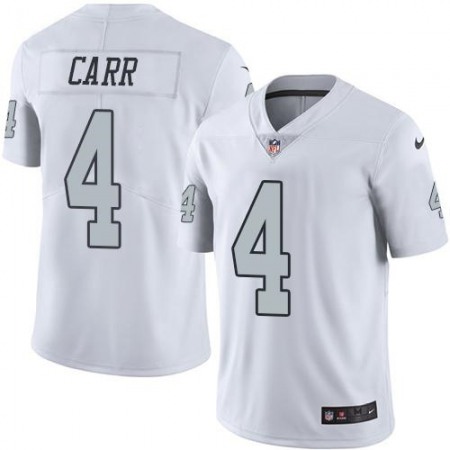 Raiders #4 Derek Carr White Youth Stitched NFL Limited Rush Jersey