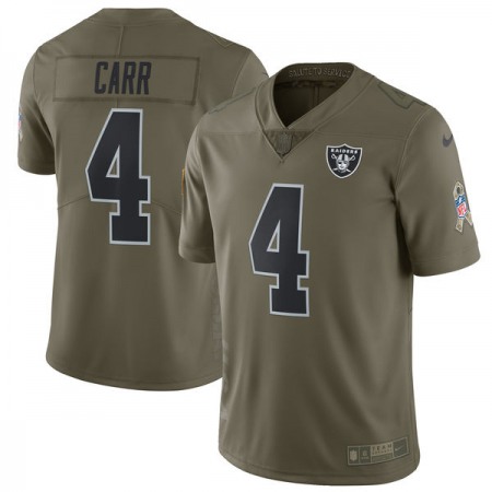 Youth Oakland Raiders #4 Derek Carr Olive Salute To Service Limited Stitched NFL Jersey