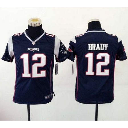 Patriots #12 Tom Brady Navy Blue Team Color Youth Stitched NFL New Elite Jersey