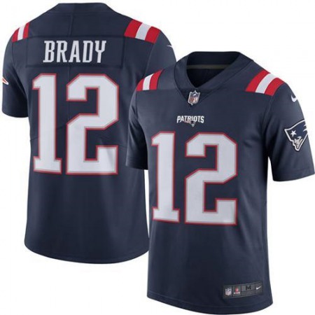 Patriots #12 Tom Brady Navy Blue Youth Stitched NFL Limited Rush Jersey