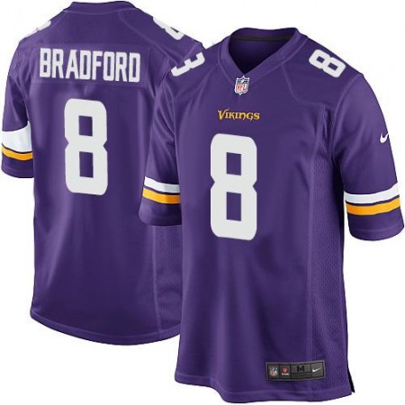 Vikings #8 Sam Bradford Purple Team Color Youth Stitched NFL Elite Jersey