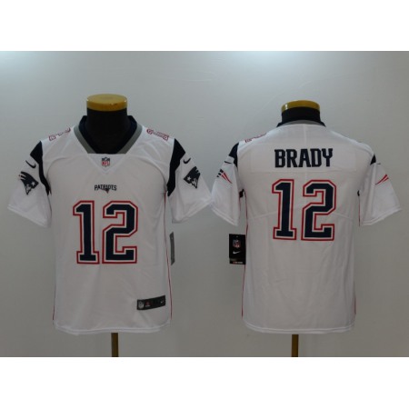 Youth New England Patriots #12 Tom Brady White Vapor Untouchable Limited Jersey