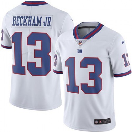 Giants #13 Odell Beckham Jr White Youth Stitched NFL Limited Rush Jersey