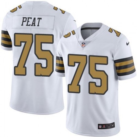 Saints #75 Andrus Peat White Youth Stitched NFL Limited Rush Jersey