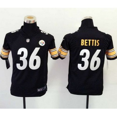 Steelers #36 Jerome Bettis Black Team Color Youth Stitched NFL Elite Jersey