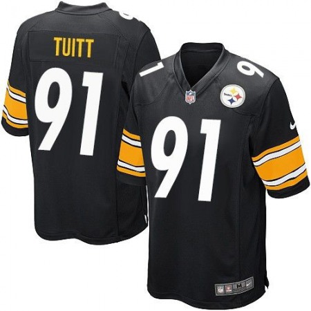 Steelers #91 Stephon Tuitt Black Team Color Youth Stitched NFL Elite Jersey
