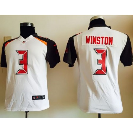 Buccaneers #3 Jameis Winston White Youth Stitched NFL New Elite Jersey