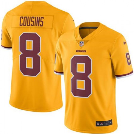 Redskins #8 Kirk Cousins Gold Youth Stitched NFL Limited Rush Jersey