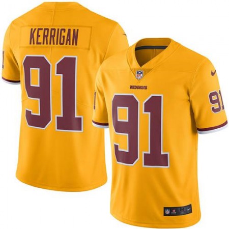 Redskins #91 Ryan Kerrigan Gold Youth Stitched NFL Limited Rush Jersey