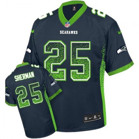 Seahawks #25 Richard Sherman Steel Blue Team Color Youth Stitched NFL Elite Drift Fashion Jersey